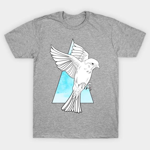 Free Falling - Flying Bird in Watercolor Sky Triangle T-Shirt by 5sizes2small